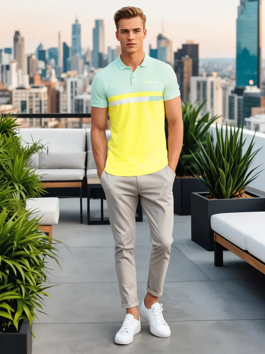 Stay Wrogn Colourblocked Polo Collar T-Shirt