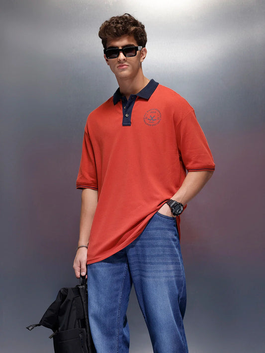 Classic Oversized Polo T-Shirt  | Rust