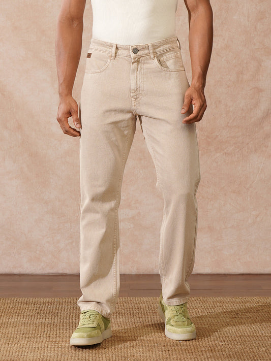 Casual Relaxed Fit Jeans | Beige