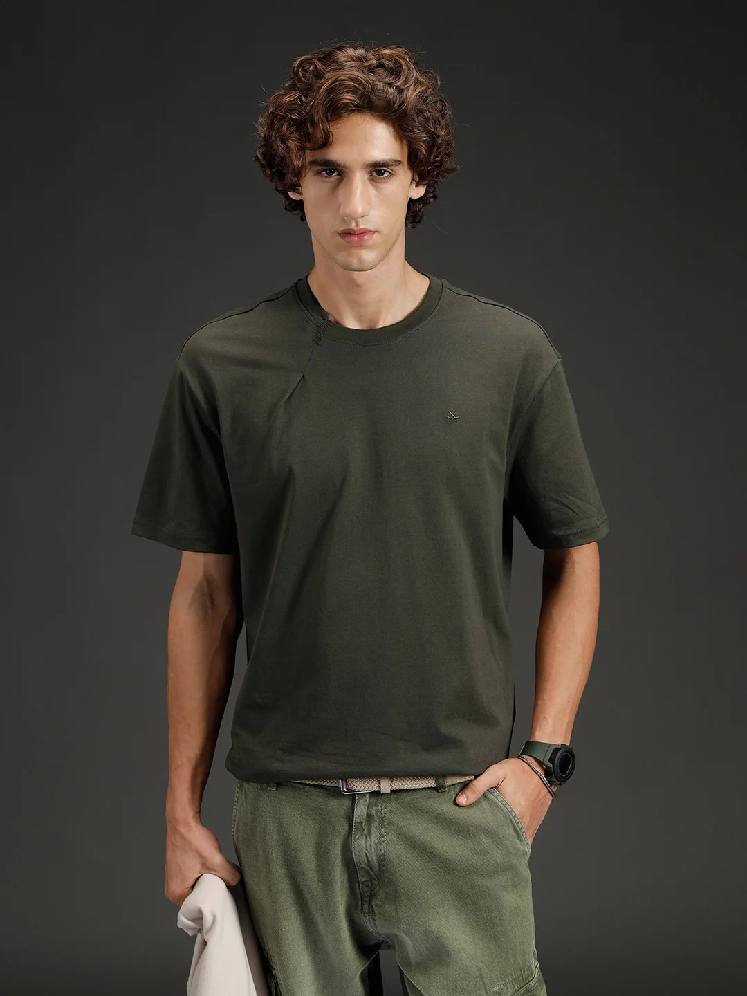 Wrogn Solid Oversized Tshirt | Green