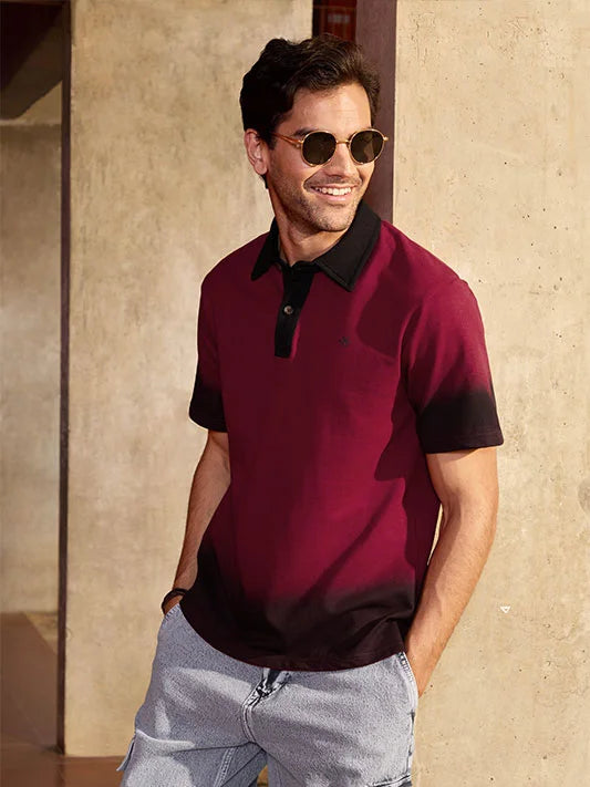 Heavy GSM Ombre Polo T-Shirt | Maroon