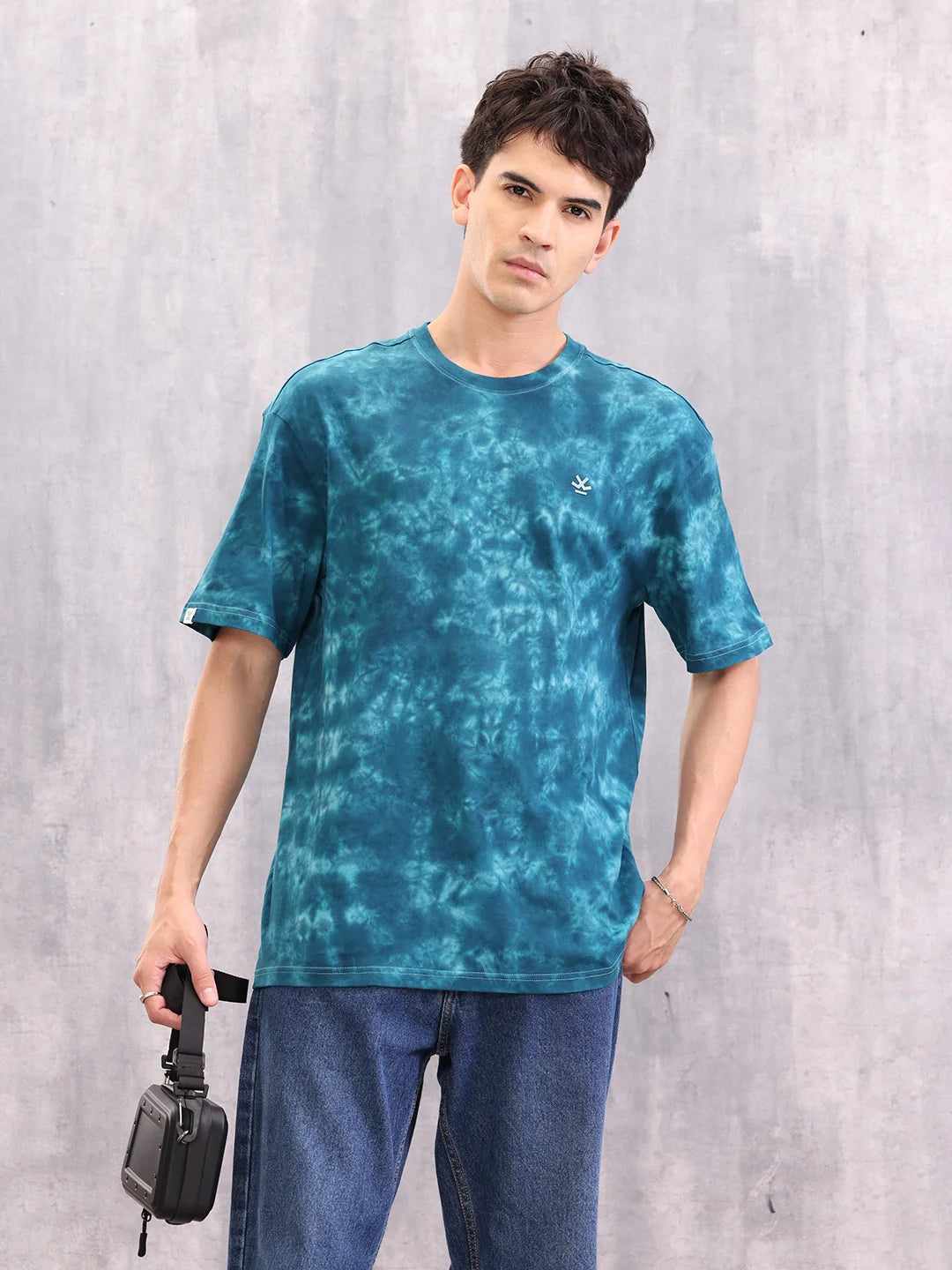 Retro Look Tie And Dye Oversized Fit T-shirt | Blue