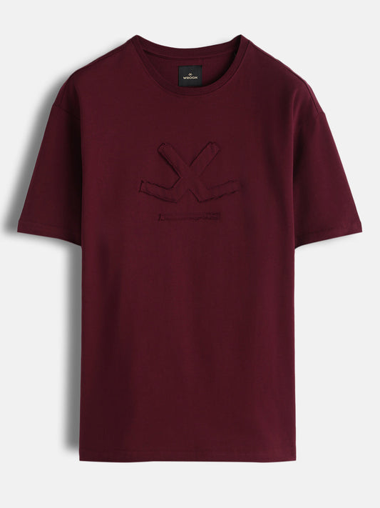 Heavy GSM Applique Logo T-Shirt | Wine