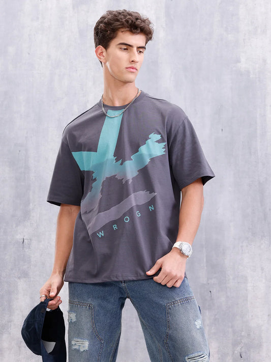 Logo Placement Printed T-Shirt | Dark Grey