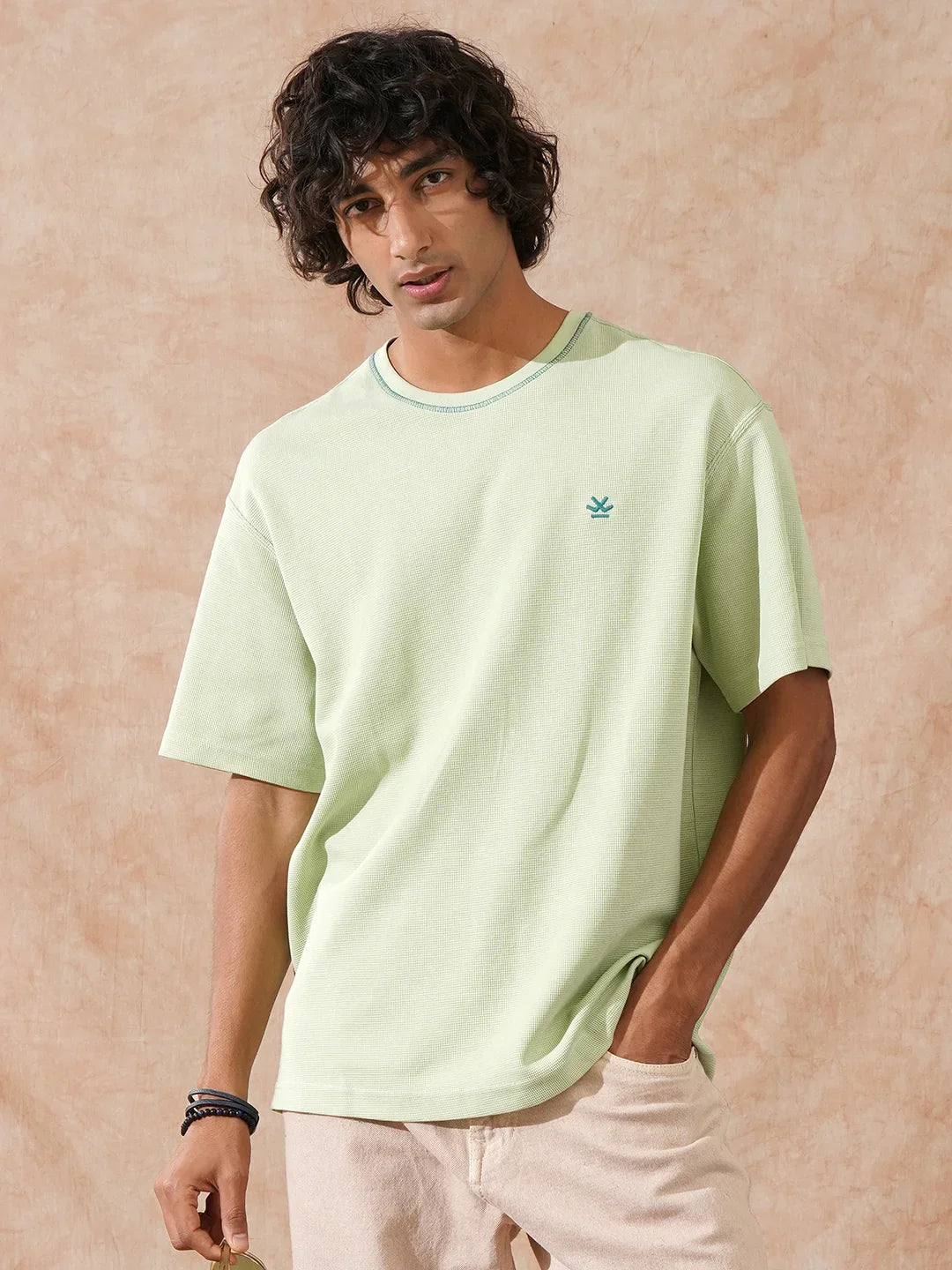 Textured Waffle Knit T-Shirt | Sage