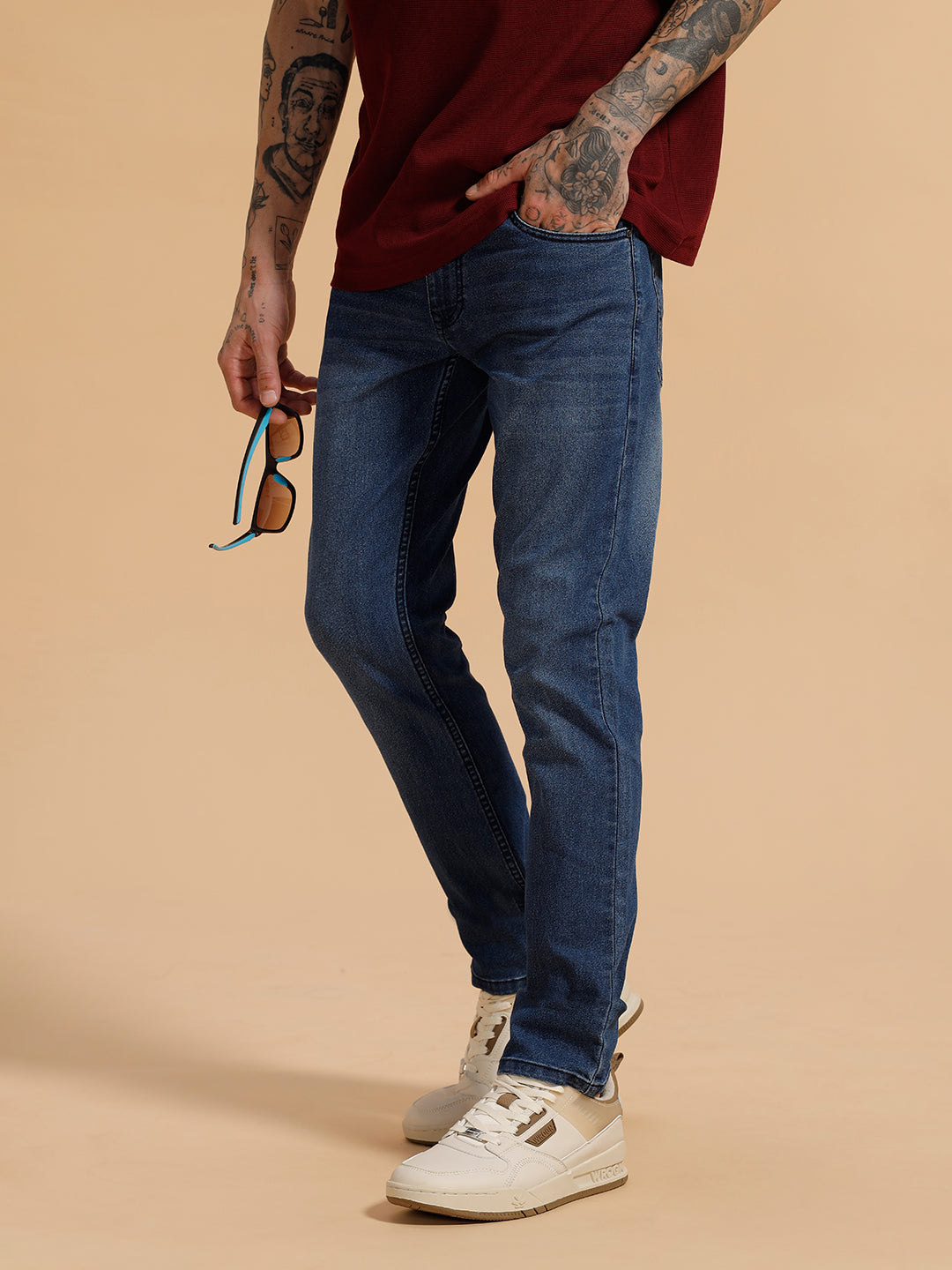 Casual Faded Slim Fit Jeans | Blue