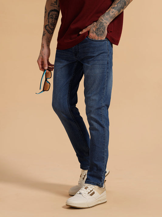 Casual Faded Slim Fit Jeans | Blue