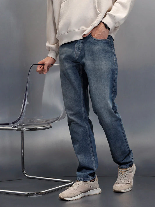 Wrogn Men's Relaxed fit Jeans | Light Blue