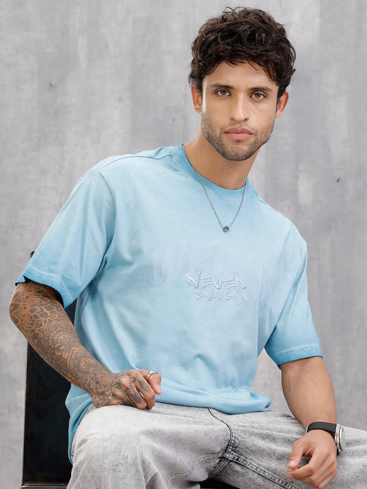 Reverse Cpd Wash Oversized Fit T-shirt With Embroidery | Light Blue