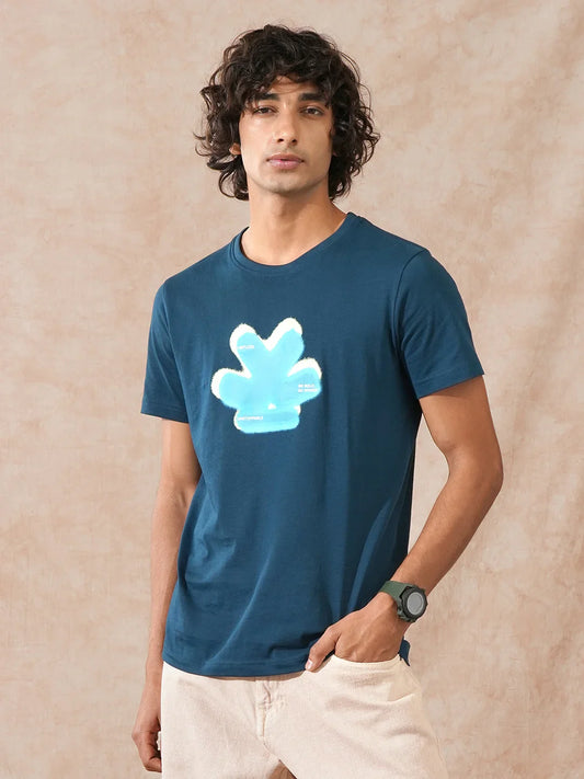 Logo Printed Slim Fit T-Shirt | Teal