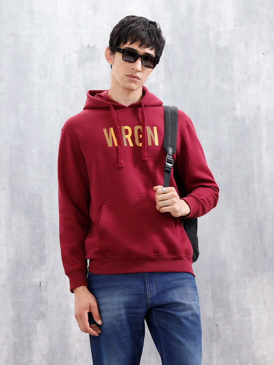 Wrogn Oversized Graphic Hoodie For Men | Maroon