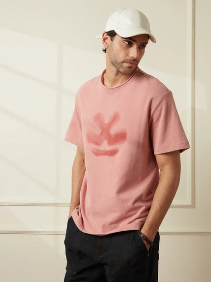 Heavy GSM Blur Logo T-Shirt | Pink
