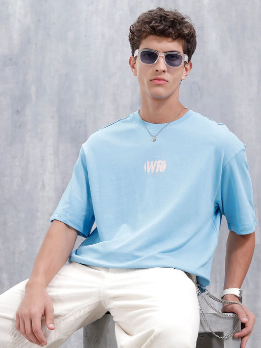 Casual Men Oversized Fit Tee With Graphic | Blue