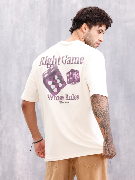 Right Game Wrogn Rules Graphic Printed T-Shirt | Beige