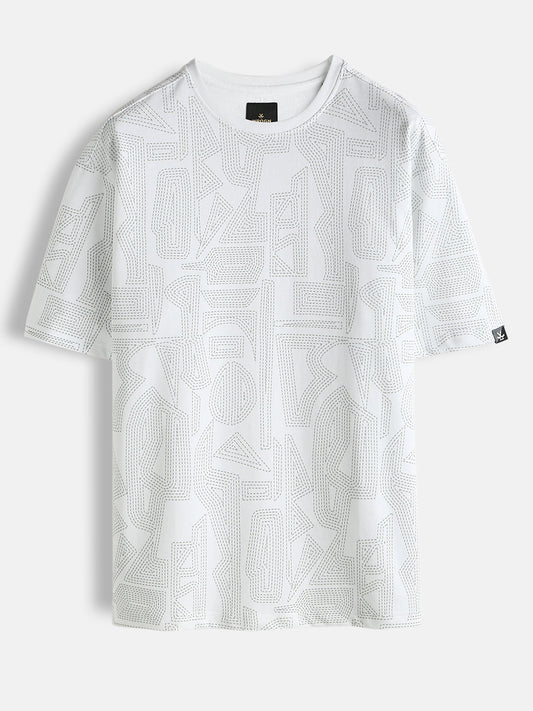 Tonal AOP Oversized T-Shirt | White