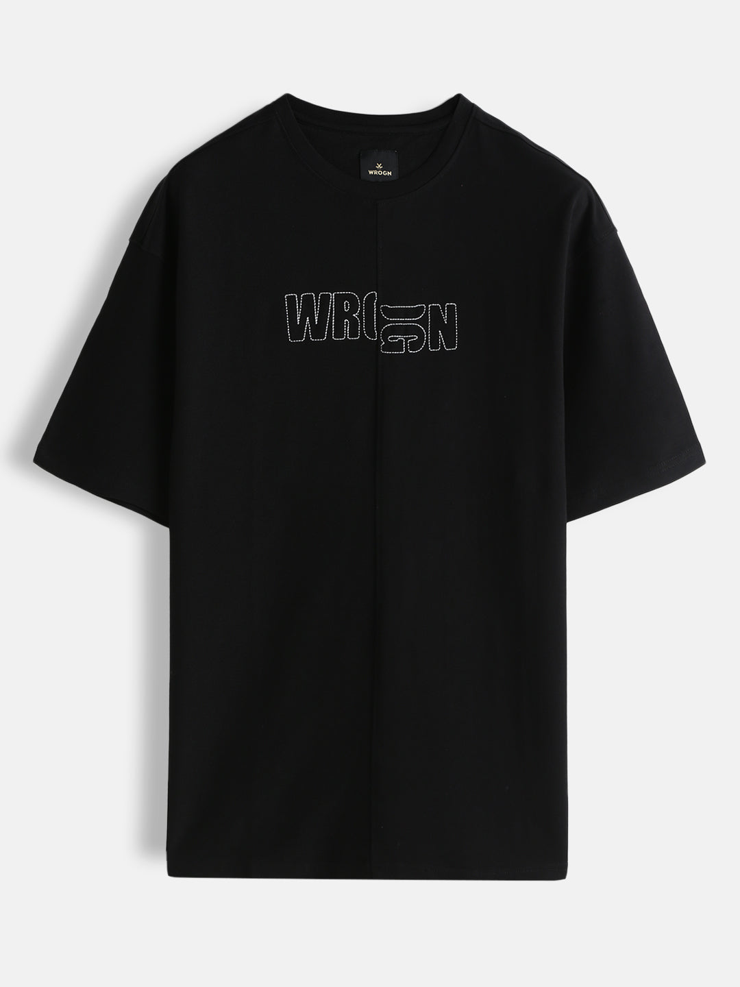Embroidered Solid Oversized T-Shirt | Black