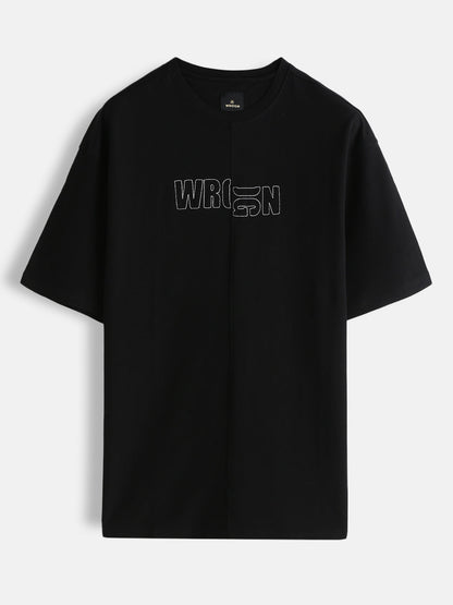 Embroidered Solid Oversized T-Shirt | Black
