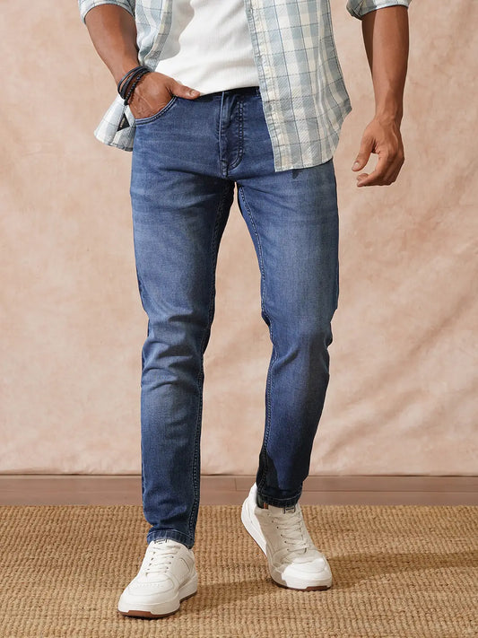 Casual Heavy Fade Slim Fit Jeans | Blue