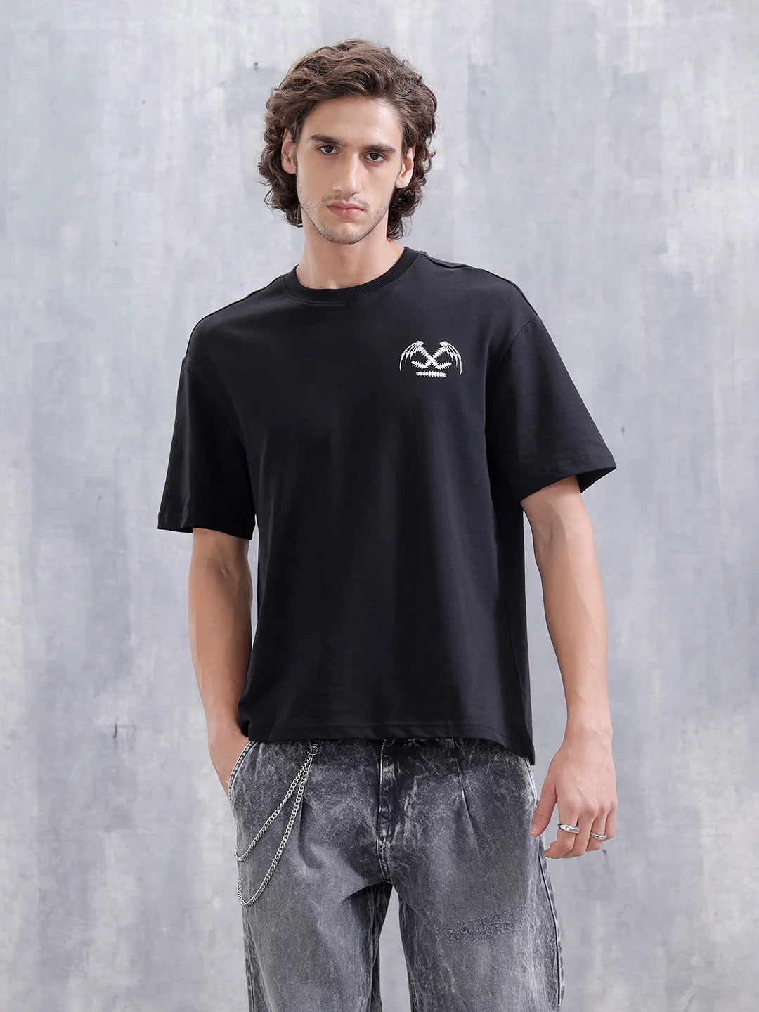 Bizarre Elements Inspired Oversized Back Print T-Shirt | Black