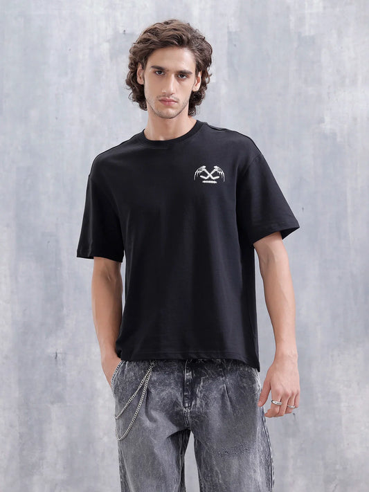 Bizarre Elements Inspired Oversized Back Print T-Shirt | Black