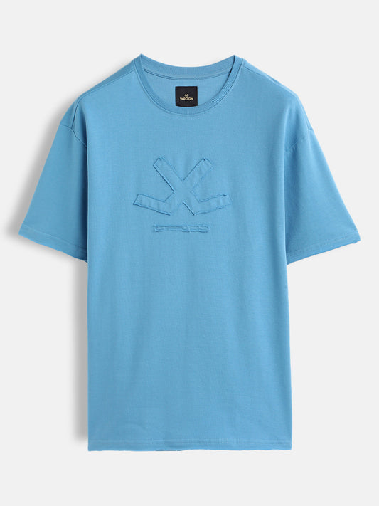 Heavy GSM Applique Logo T-Shirt | Blue