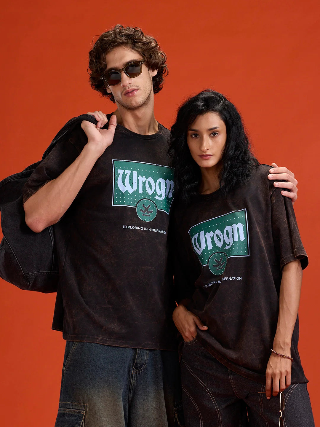 Acid Washed Retro Inspired Graphic Printed Oversized Fit T-shirt | Black