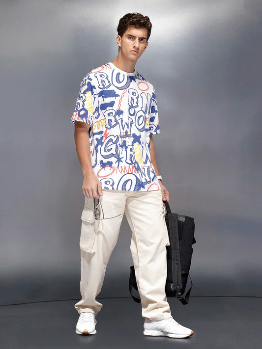 All-over print oversized T-shirt | White