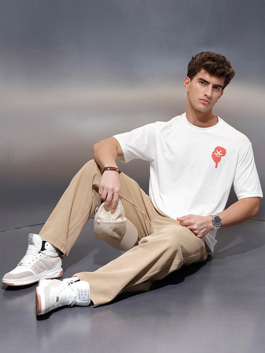 Casual Back Printed Oversized T-Shirt  | White