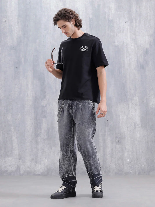 Bizarre Elements Inspired Oversized Back Print T-Shirt | Black