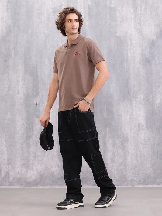 Sporty Slim Fit Polo T-Shirt | Brown