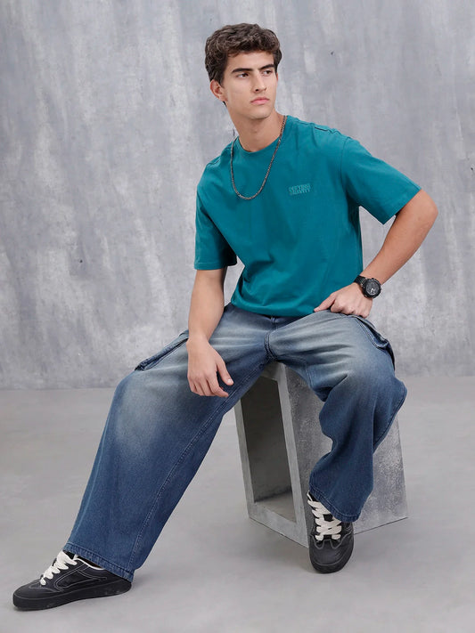 Casual Men Oversized Fit Tee With Graphic | Green