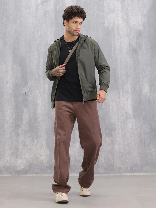 Casual Hooded Bomber Jacket | Olive