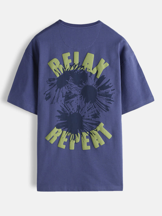 Puff Print Oversized T-Shirt | Dark Blue