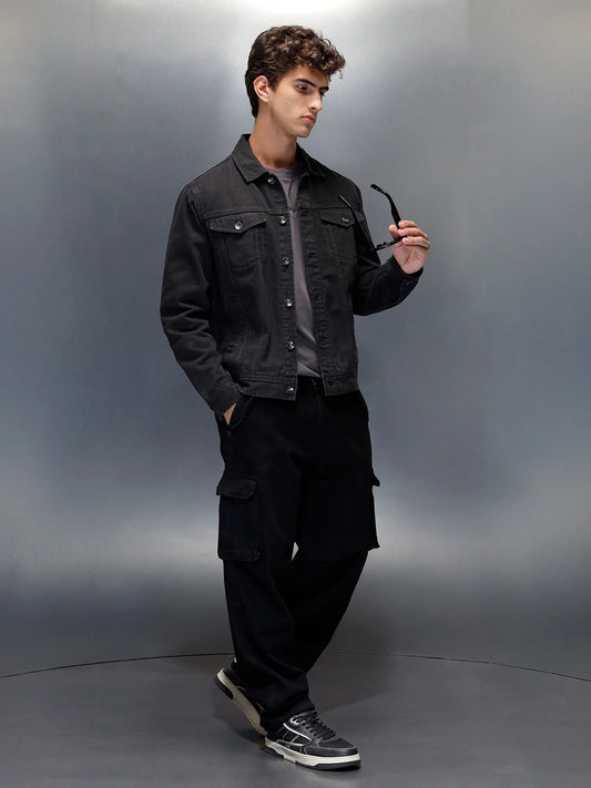 Wrogn Men’s Washed Denim Jacket  |  Dark Stone