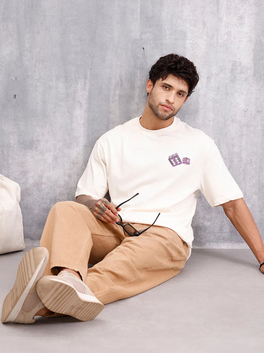 Right Game Wrogn Rules Graphic Printed T-Shirt | Beige