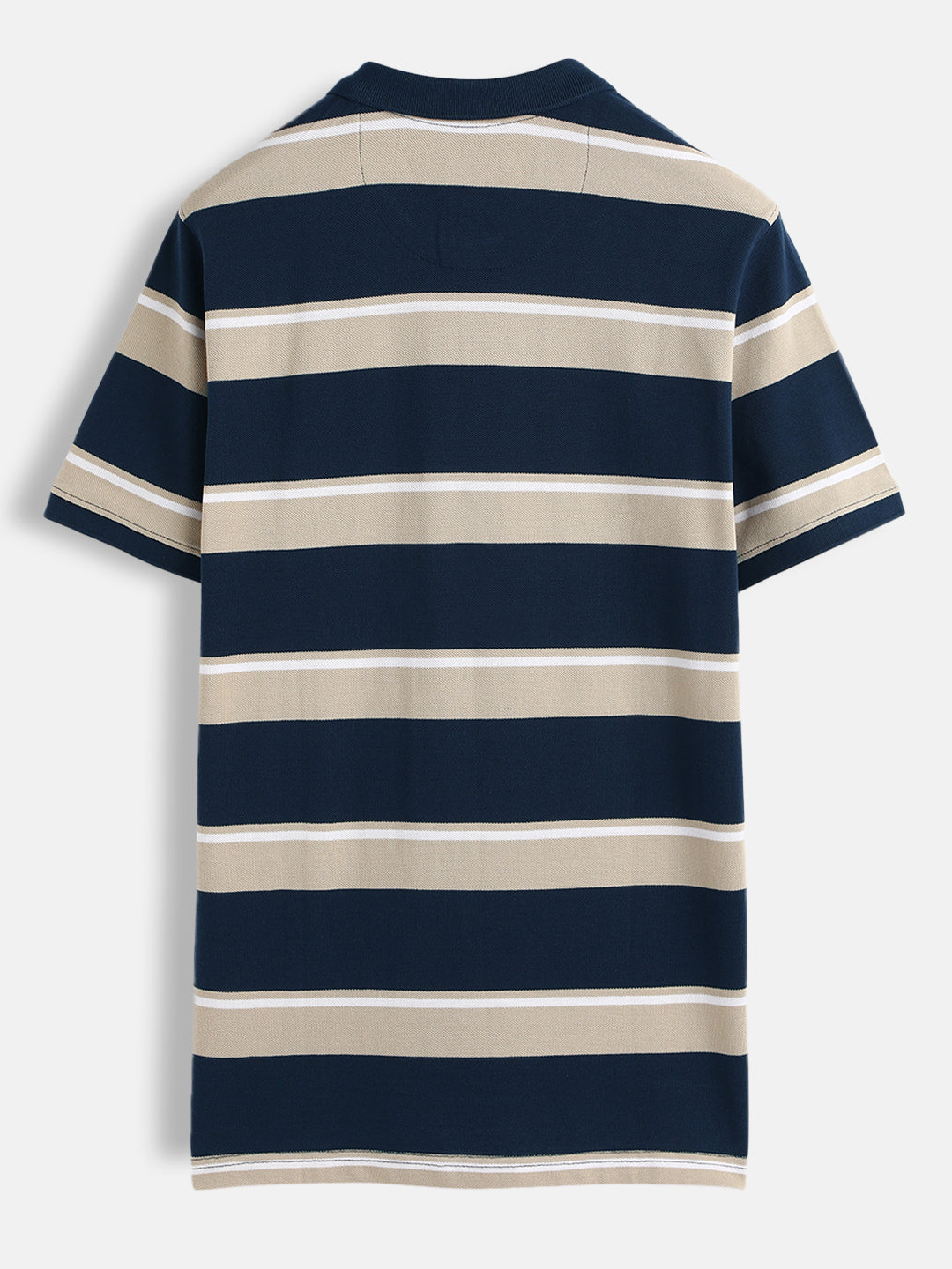 Yarn Dyed Striped Polo T-Shirt | Navy Blue