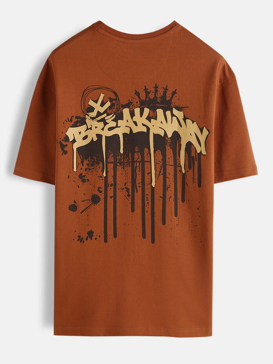 Placement Print Oversized T-Shirt | Orange