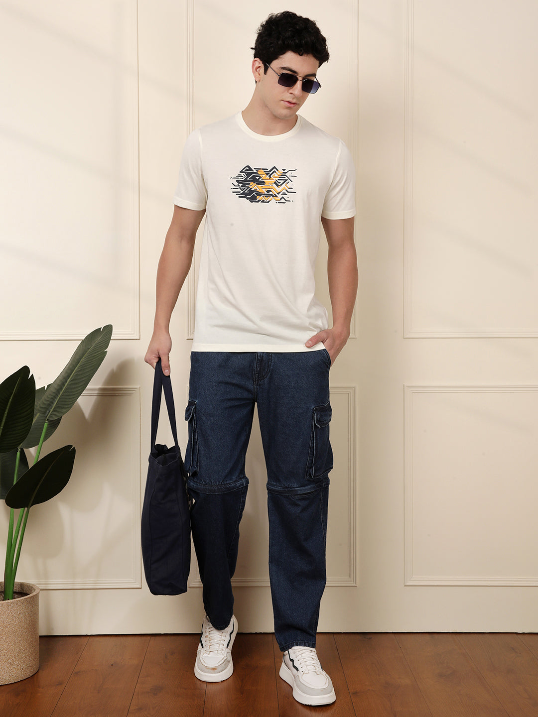 Wrogn Glitch Printed White T-Shirt