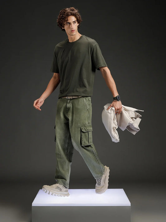 Wrogn Solid Oversized Tshirt | Green