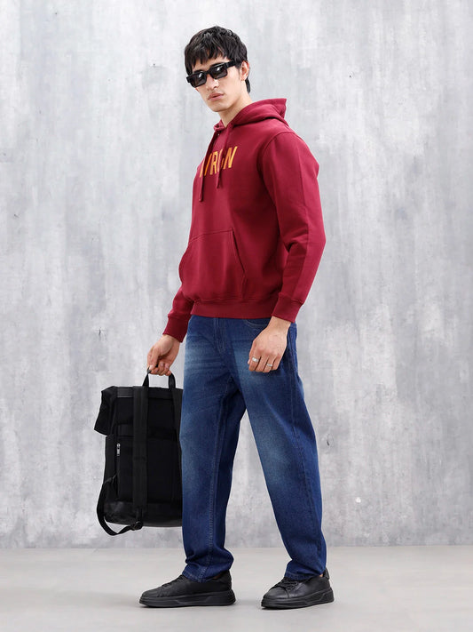 Wrogn Oversized Graphic Hoodie For Men | Maroon