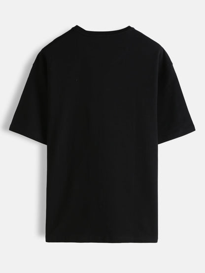 Embroidered Solid Oversized T-Shirt | Black