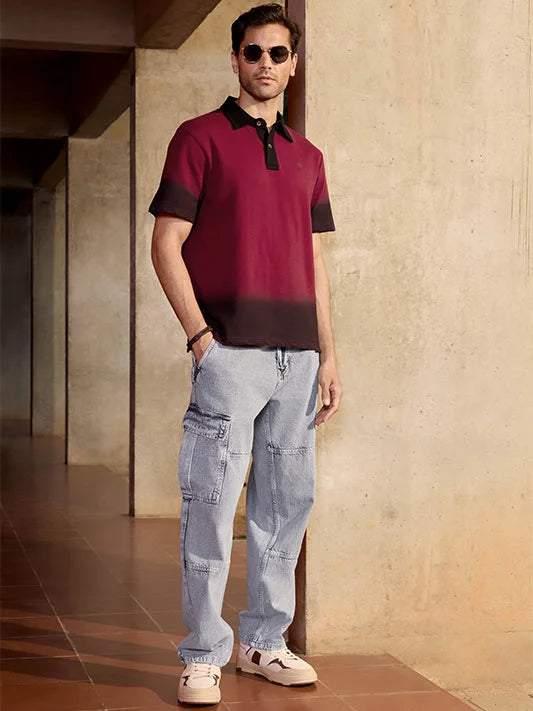 Heavy GSM Ombre Polo T-Shirt | Maroon
