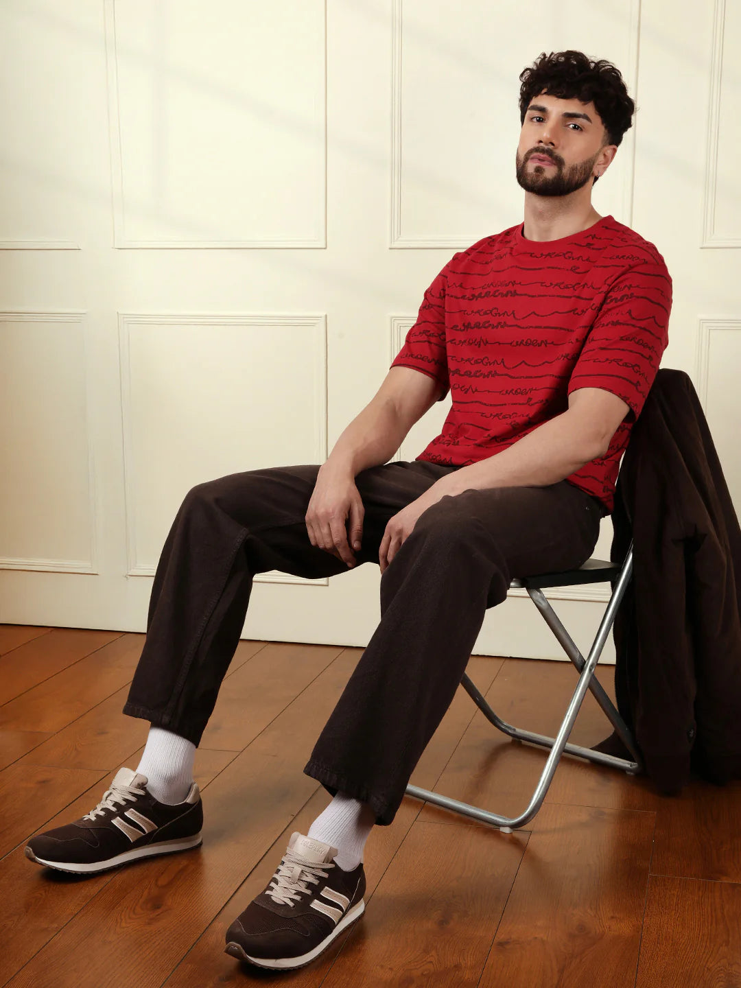 Typographic Red Crew Neck T-Shirt