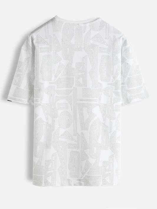 Tonal AOP Oversized T-Shirt | White