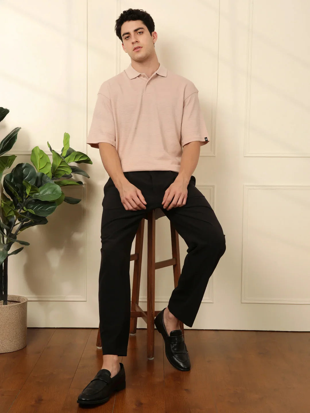 Bold Textured Oversized Polo T-Shirt