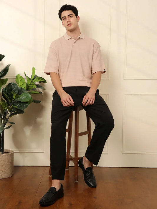 Bold Textured Oversized Polo T-Shirt