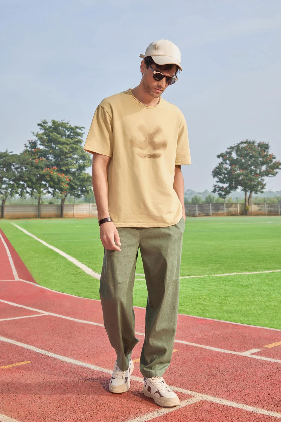 Heavy GSM Blur Logo T-Shirt | Khaki