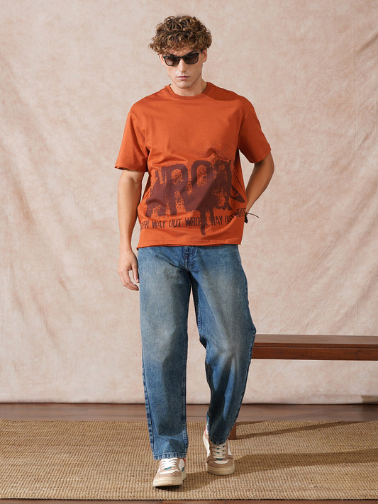 Heavy GSM Distressed Oversized Fit T-Shirt | Orange