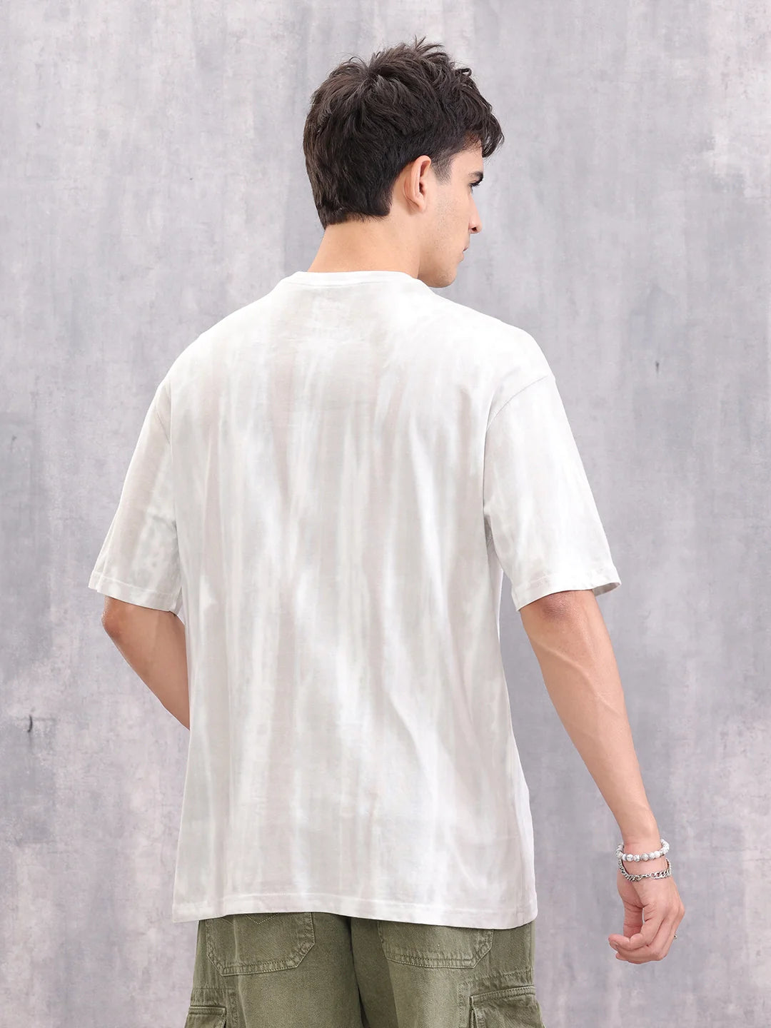 Grunge Washed Look Oversized Fit T-shirt With Graphic Print | Grey