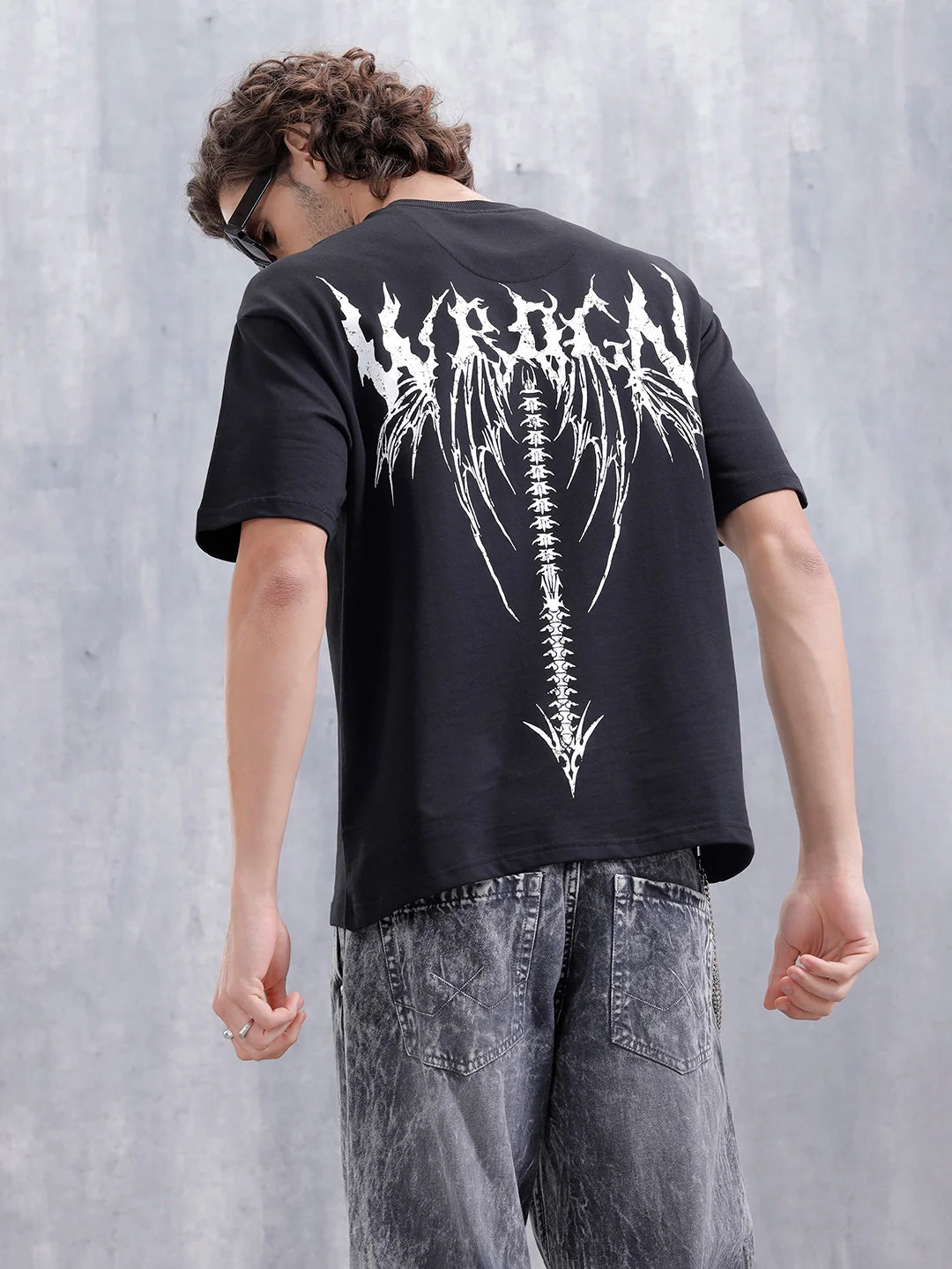 Bizarre Elements Inspired Oversized Back Print T-Shirt | Black